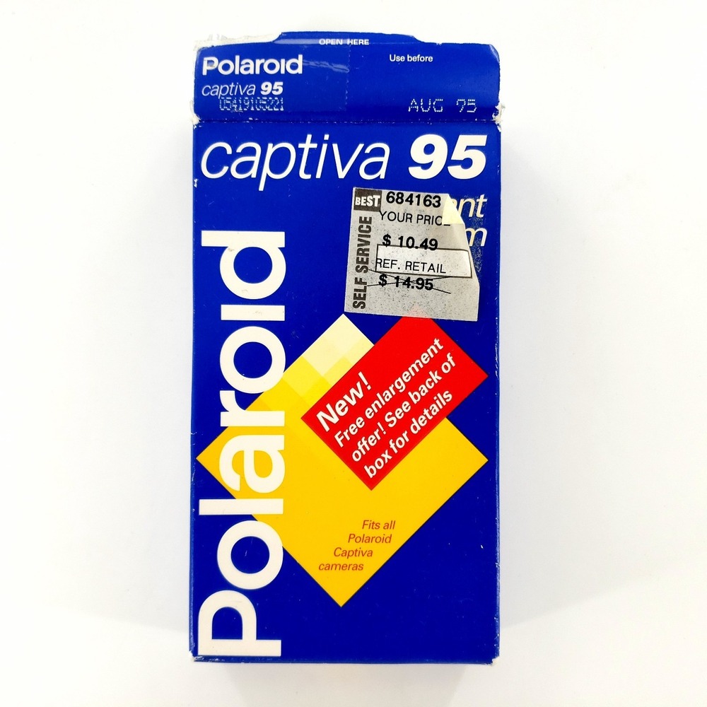 Vintage Polaroid Captiva 95 Instant Film Single Pack Exp. Aug 1995 New Open Box